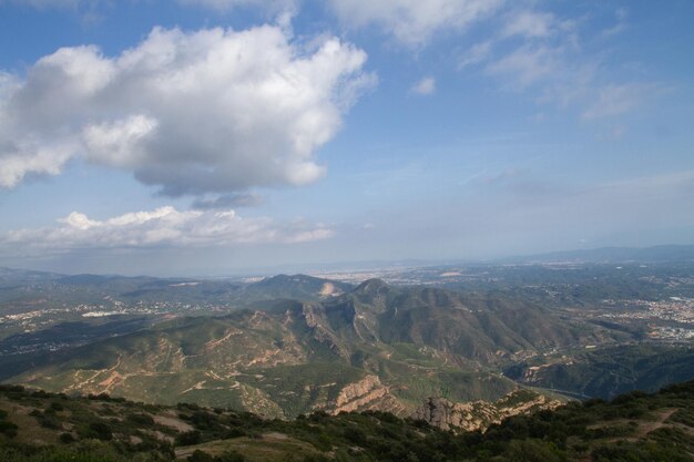 Mountain view sky with clouds summer mountains greenery