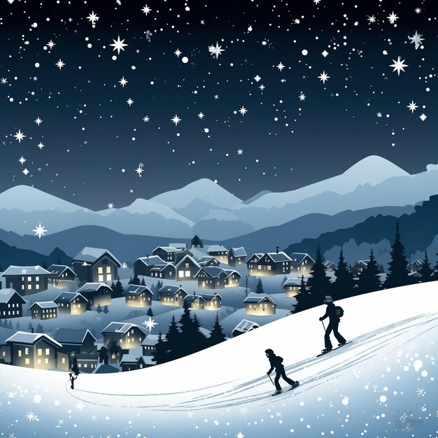 Mountain Village Snowfall with Snowboard Tricks in Carols in the Streets Marbled