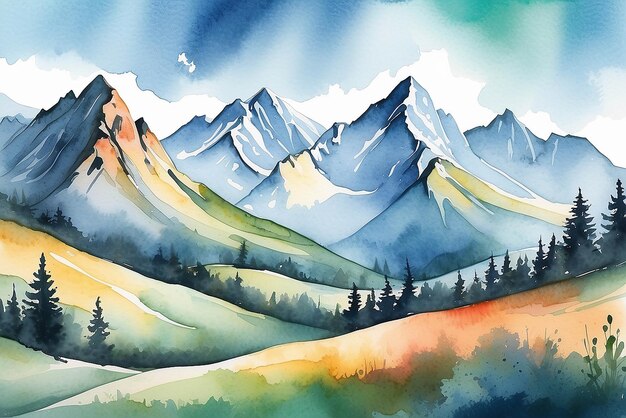 Photo mountain watercolor vector