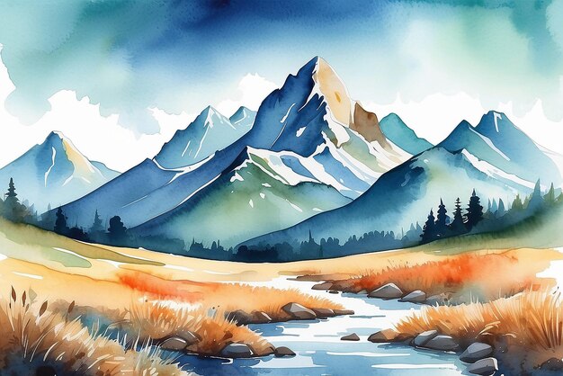 Photo mountain watercolor vector