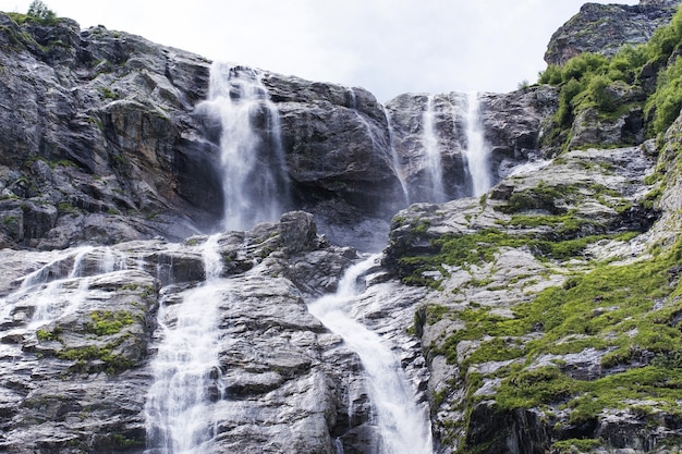 Mountain waterfall sofia waterfalls in the caucasus mountains arkhyz