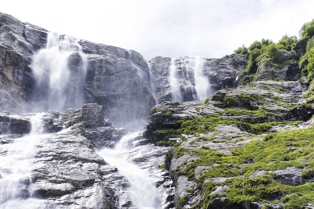 Mountain waterfall sofia waterfalls in the caucasus mountains arkhyz