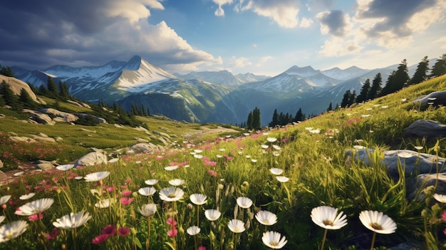 Mountain wildflowers background
