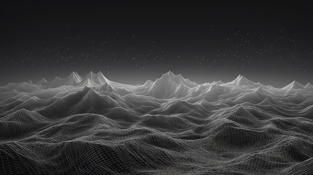 mountain wireframe landscape topographic illustration grid topography earth surface design backdrop mountain wireframe landscape topographic ai generated