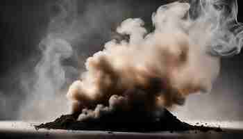 Photo a mountain with a cloud of smoke coming out of it