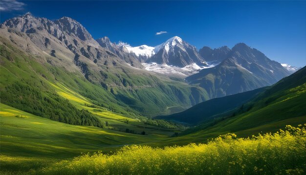 mountain with green grass background