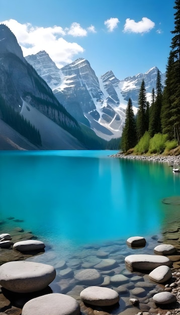 Photo a mountain with a lake in the background and a mountain in the background