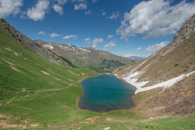 Mountain with lake