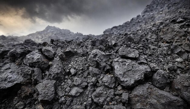 Photo a mountain with a large pile of rocks and a mountain in the background