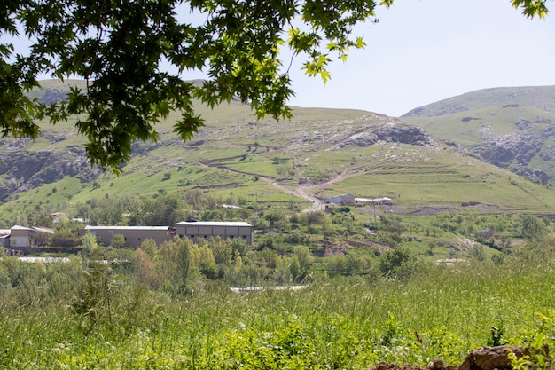 A mountain with many roads