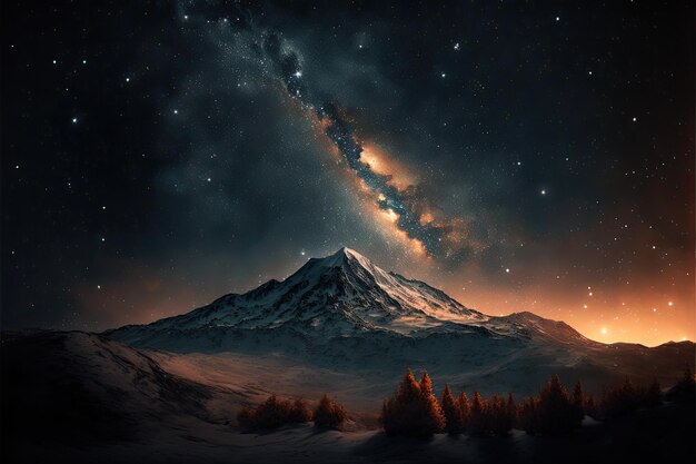 A mountain with the milky way above it