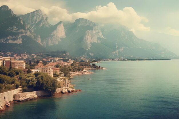 Photo a mountain with a mountain in the background