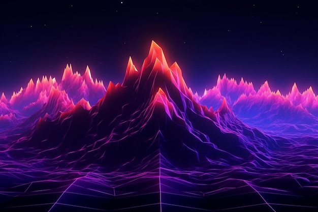 A mountain with purple and orange colors.