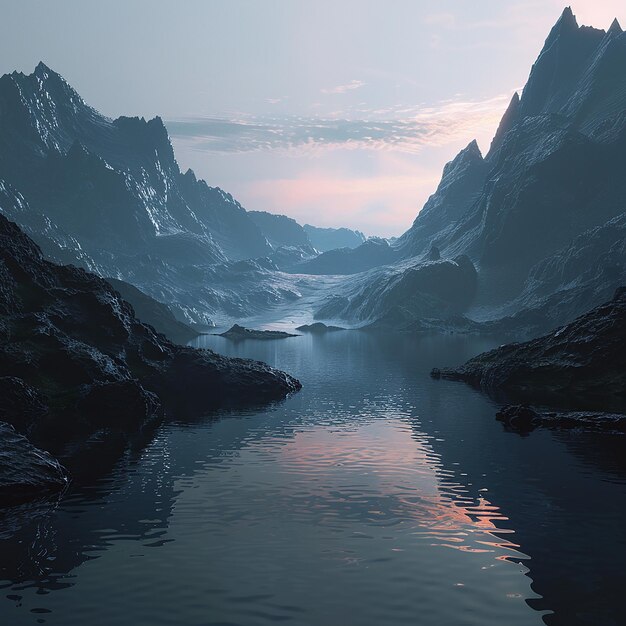Photo a mountain with a reflection of a mountain in the water