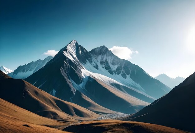 Photo a mountain with a river running through it