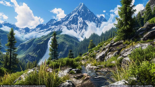 a mountain with a river running through it