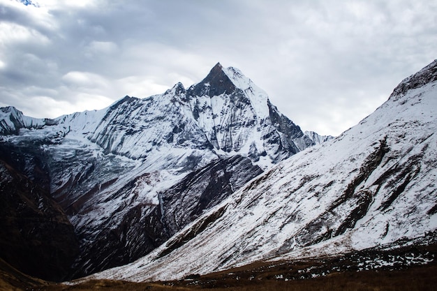 A mountain with snow on it