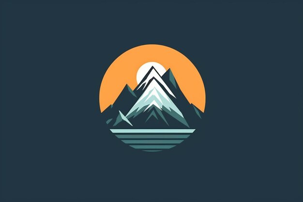 A mountain with a sun in the background generative ai