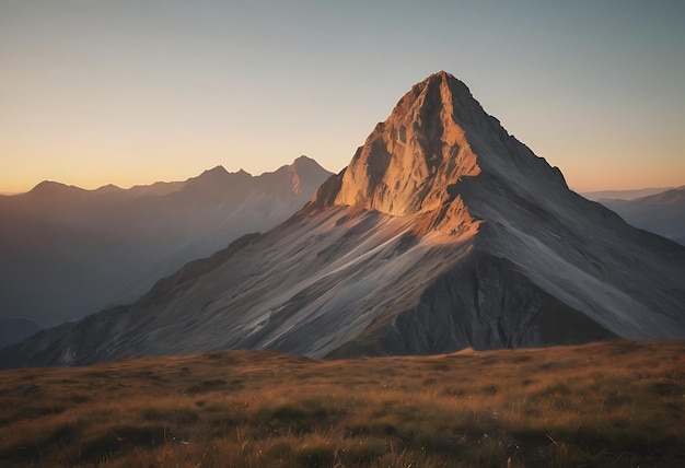 a mountain with a sunset in the background