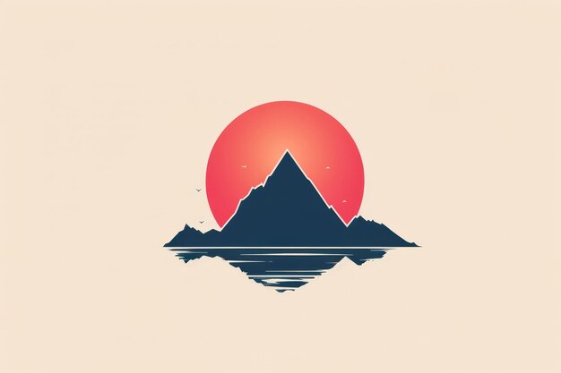 Photo a mountain with a sunset in the background