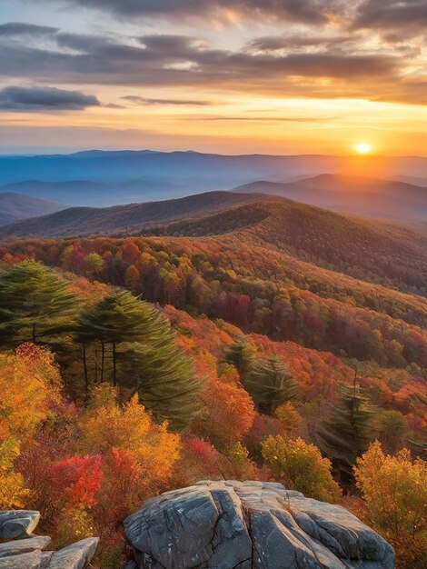 a mountain with a sunset in the background