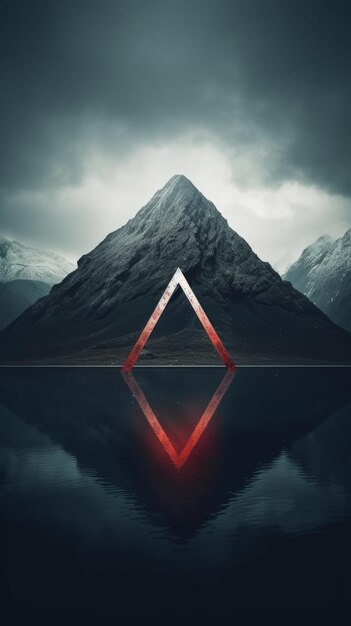 Foto una montagna con un triangolo al centro sfondo astratto ia generativa