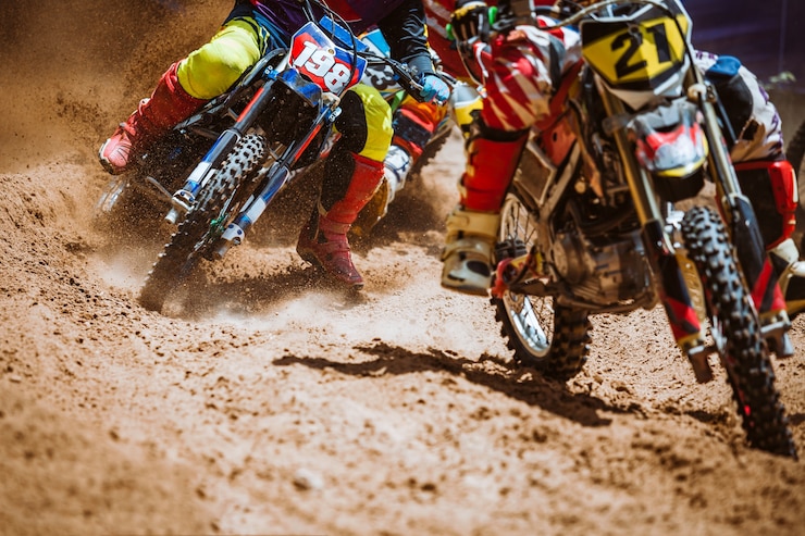 Foto mountainbike race op onverharde weg