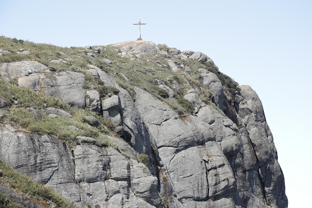 Mountaineer climbing brazil's highest peaks in the mountains with extensive hiking and backpacking.