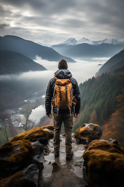 mountaineer navigating a steep and narrow mountain pass on National Mountain Climbing Day