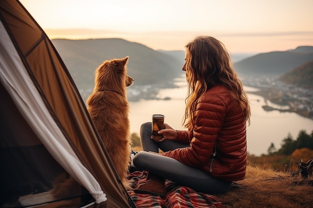 Photo mountaineer sitting by the campfire