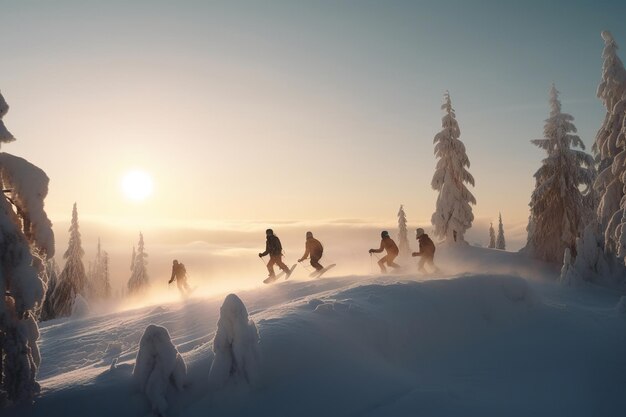 The mountaineer skier conquered the mountain in winter