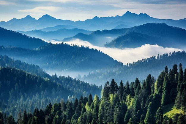 the mountains are covered in fog and fog.