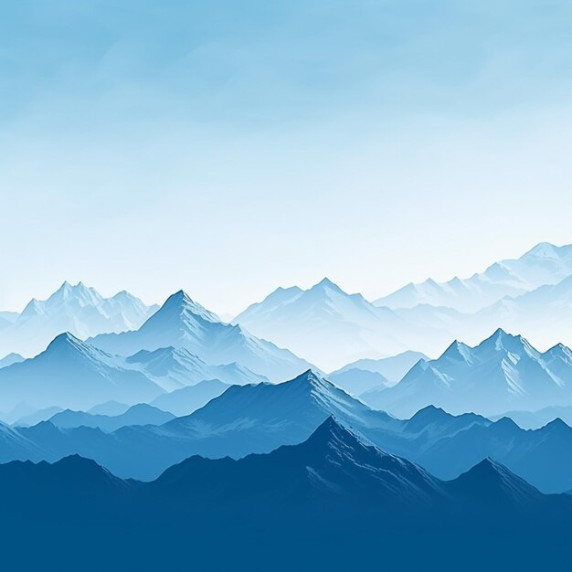 Mountains are shown in a blue haze with a sky background generative ai