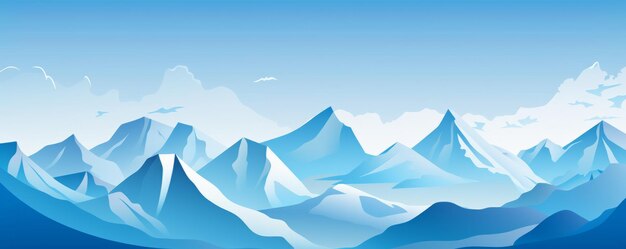 Mountains and blue sky papercut banner AI generative