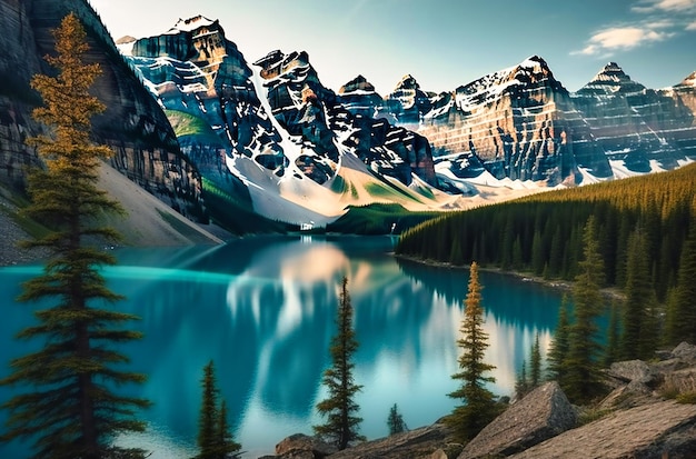 the mountains in canada are framed by blue water