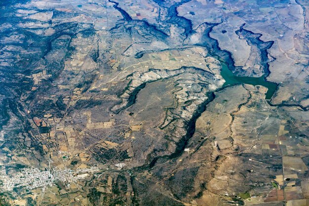 mountains canyons plateu upland mexico city aerial view cityscape panorama