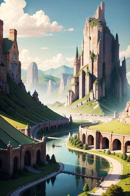 山の崖 石の柱 草の道 自然の風景 壁紙 背景写真