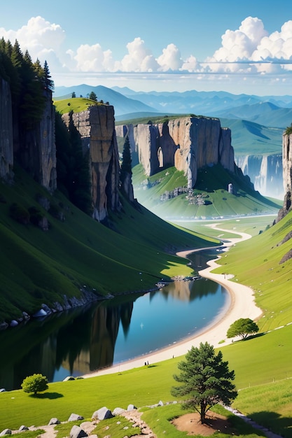 Горы Скалы Каменные Столбы Трава Тропа Природа Пейзажи Обои Фоновая Фотография