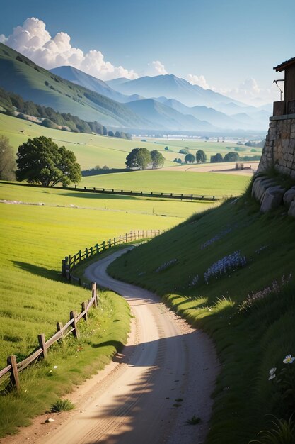 Mountains Cliffs Stone Pillars Grass Path Nature Scenery Wallpaper Background Photography