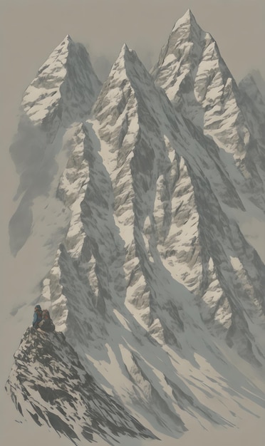 Mountains in the clouds 3D rendering Computer digital drawing Generative AI