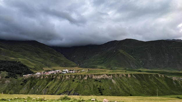 Mountains under the cloudy sky