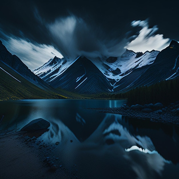 Photo mountains under a cloudy sky