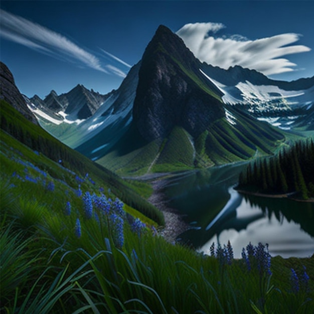 mountains under a cloudy sky