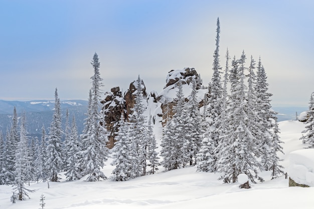 Mountains covered in snow landscape