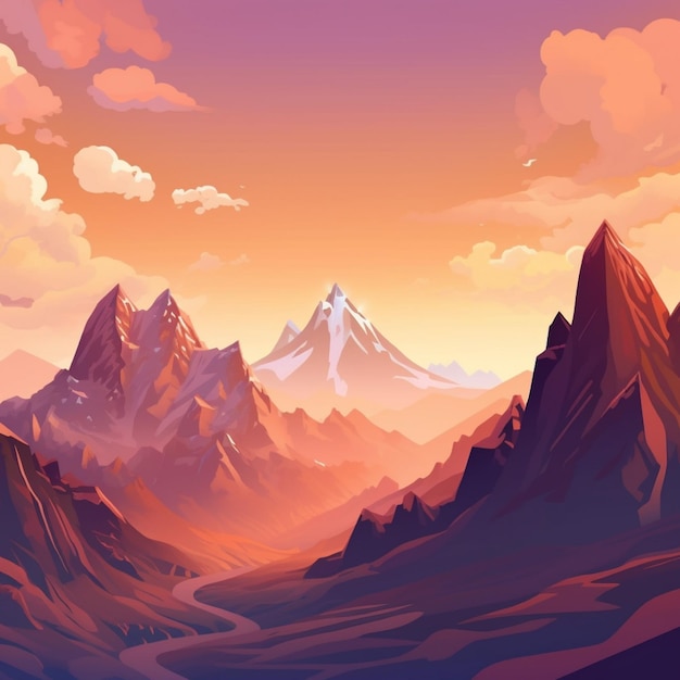 Mountains in the evening Vector illustration of a mountain landscape