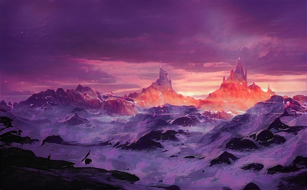 Mountains Fantasy Land Alien Planet Scifi Magical landscape different effects