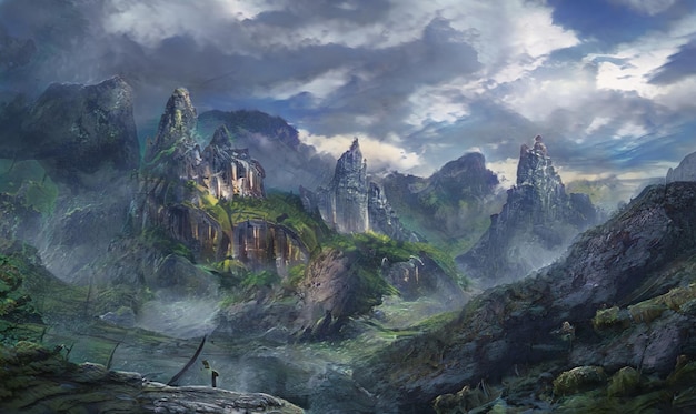 Mountains Fantasy Land Alien Planet Scifi Magical landscape different effects