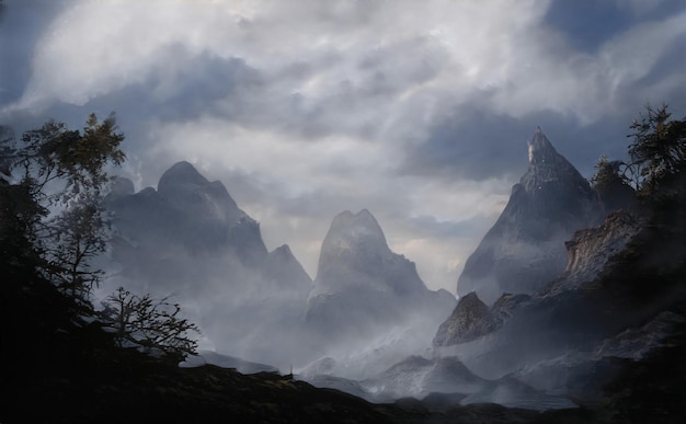 Mountains Fantasy Land Alien Planet Scifi Magical landscape different effects