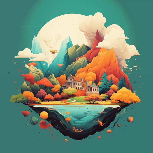 Photo mountains flat design