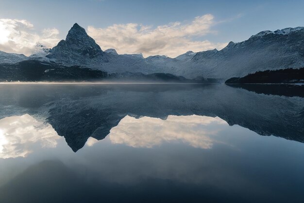 Mountains and lake landscape